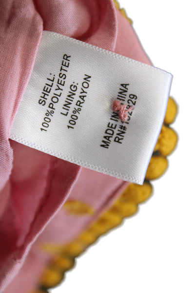Majorelle Women Mini Polka Dot V-Neck Button Long Sleeve Pink Dress Size M