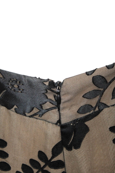 BCBG Max Azria Women Maxi Silk Black Floral V-Neck Dress Size 6