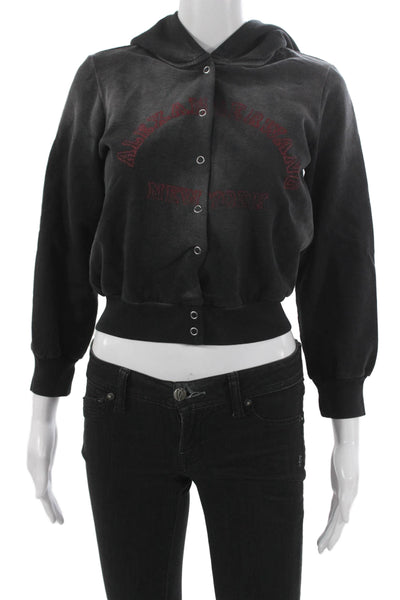 Alexander Wang Womens Cardigan Black Cotton Snap Long Sleeve Size XS