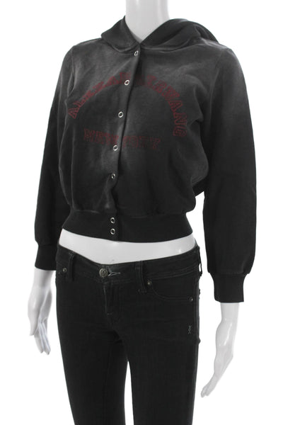 Alexander Wang Womens Cardigan Black Cotton Snap Long Sleeve Size XS