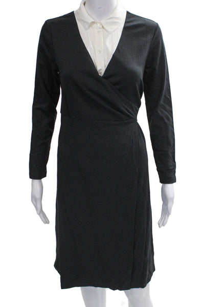 Seraphine Women Wrap Dress Black VNeck Longsleeve Knee-Length Maternity Size 4