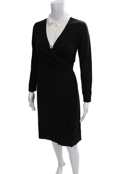 Seraphine Women Wrap Dress Black VNeck Longsleeve Knee-Length Maternity Size 4