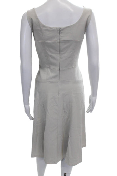 Andrew Marc Women Fit & Flare Beige Dress Boat Neck Sleeveless Zip Size 4