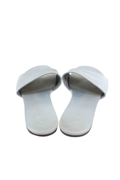 The Row Womens Satin Slip On Sandals Silver Size 6.5