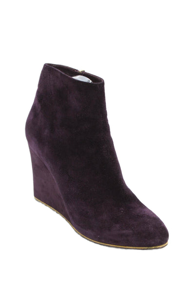 Salvatore Ferragamo Womens Suede Embellished Ankle Boots Shoes Purple Size 10M