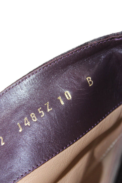 Salvatore Ferragamo Womens Suede Embellished Ankle Boots Shoes Purple Size 10M