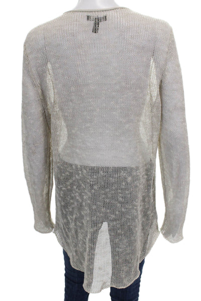 Eileen Fisher Women Beige Linen V-Neck Long Sleeve Tunic Set Size L