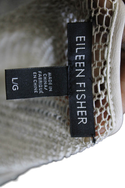 Eileen Fisher Women Beige Linen V-Neck Long Sleeve Tunic Set Size L