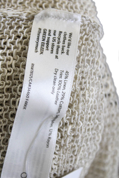 Eileen Fisher Women Beige Linen V-Neck Long Sleeve Tunic Set Size L
