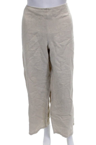 Eileen Fisher Women Cropped Linen Pants Beige Size L