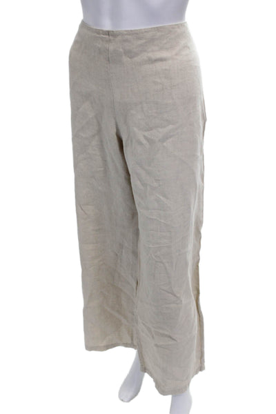 Eileen Fisher Women Beige Linen V-Neck Long Sleeve Tunic Set Size L