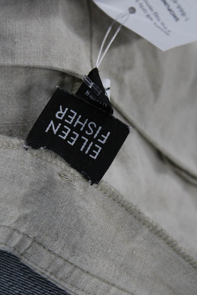 Eileen Fisher Women Cropped Linen Pants Beige Size L