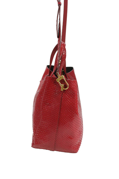 Tom Ford Womens Embossed Toggle Small Satchel Bag Handbag Red