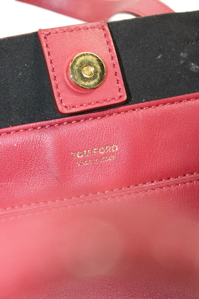 Tom Ford Womens Embossed Toggle Small Satchel Bag Handbag Red