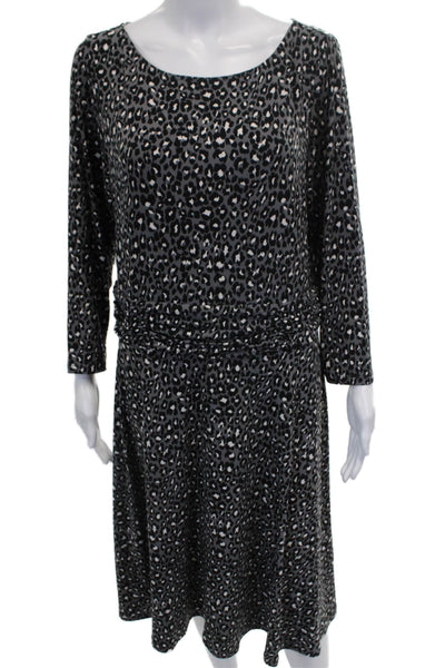 Leota Womens Shift Dress Animal Print Multicolor Long Sleeve Size XL