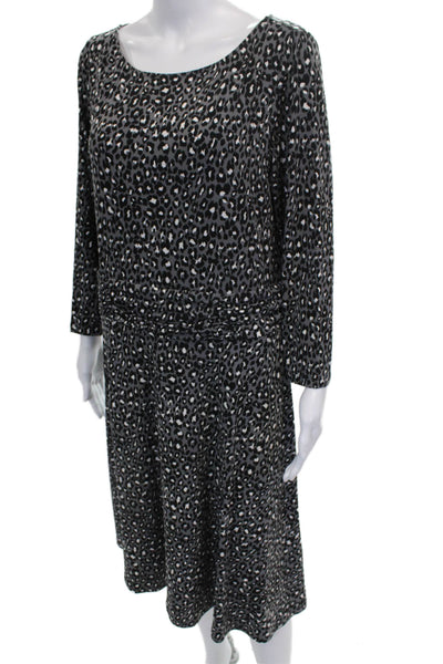 Leota Womens Shift Dress Animal Print Multicolor Long Sleeve Size XL