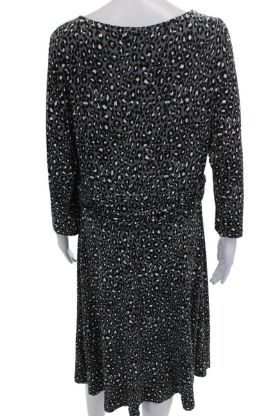 Leota Womens Shift Dress Animal Print Multicolor Long Sleeve Size XL