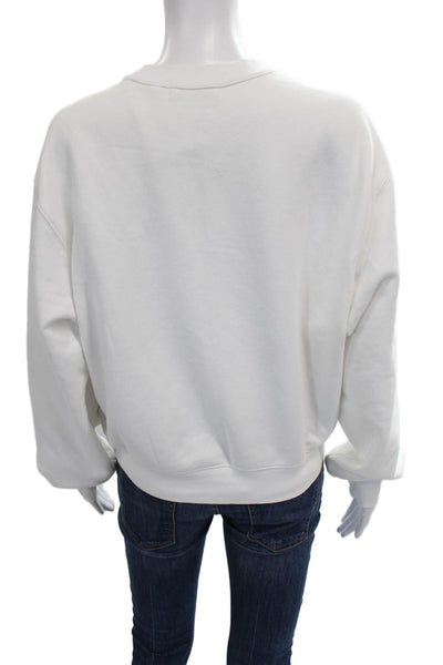 Praerie Womens Pullover White Cotton Crewneck Western Size S