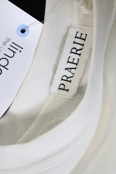 Praerie Womens Pullover White Cotton Crewneck Western Size S