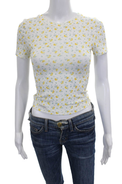 My Mum Made It Womens Floral Crew Neck T Shirt Short Sleeve White Size XS