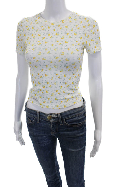 My Mum Made It Womens Floral Crew Neck T Shirt Short Sleeve White Size XS