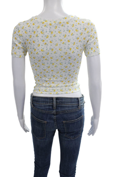 My Mum Made It Womens Floral Crew Neck T Shirt Short Sleeve White Size XS