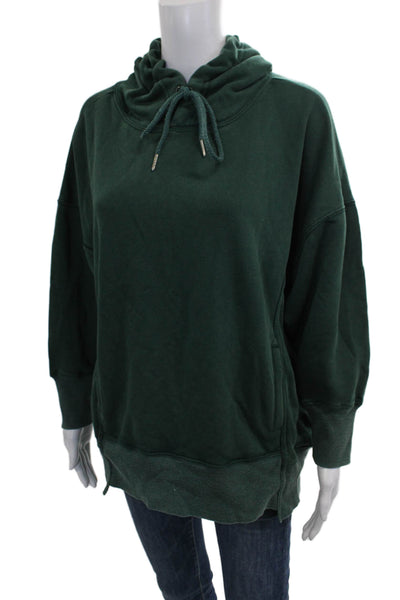 FP Movement Women Pullover Cowl Neck Green Cotton Blend Long Sleeve Size XS
