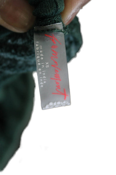 FP Movement Women Pullover Cowl Neck Green Cotton Blend Long Sleeve Size XS