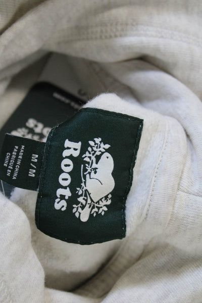 Roots Unisex Adults Pullover Hoodie Beige Cotton Long Sleeve Size M