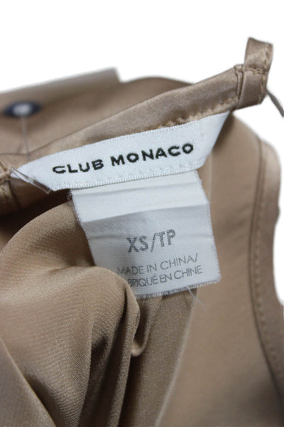 Club Monaco Women Beige Silk Camisole V-Neck Sleeveless Petite Size XS