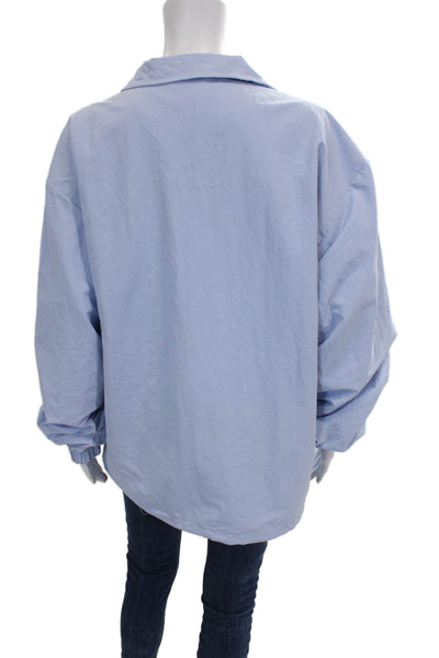 Fenty Women Collared Pullover Windbreaker Blue Nylon Long Sleeve Solid Size XS