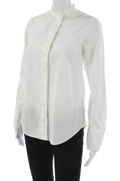 J Crew Womens Collared Cotton Button-Up Shirt White Long Sleeve Basic Size 0