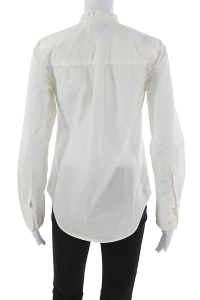 J Crew Womens Collared Cotton Button-Up Shirt White Long Sleeve Basic Size 0