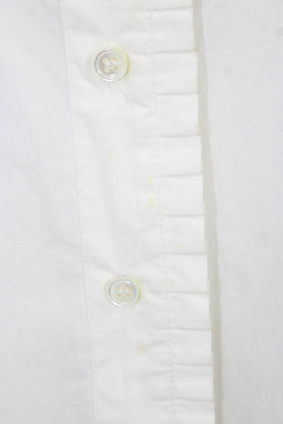 J Crew Womens Collared Cotton Button-Up Shirt White Long Sleeve Basic Size 0