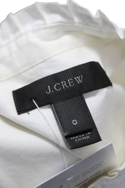 J Crew Womens Collared Cotton Button-Up Shirt White Long Sleeve Basic Size 0