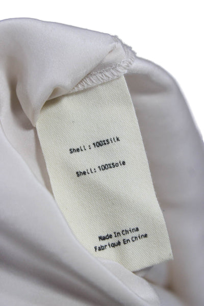 L Agence Women Silk Collared Button Blouse 3/4 Sleeve Ivory Size S