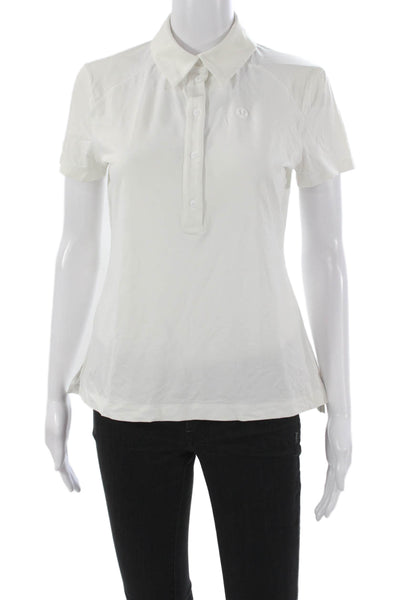 Lululemon Womens Basic Collared Short Sleeve Polo White Polyester Blend Size 4