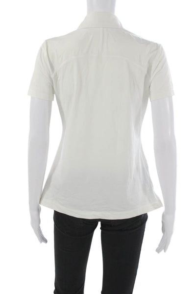Lululemon Womens Basic Collared Short Sleeve Polo White Polyester Blend Size 4
