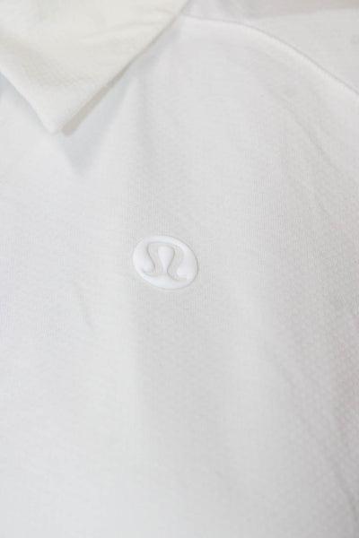 Lululemon Womens Basic Collared Short Sleeve Polo White Polyester Blend Size 4