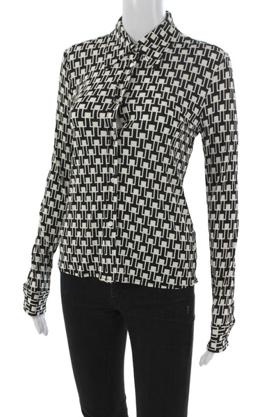 Nili Lotan Women Button-Up Collared Geometric Multicolor Top Size XS
