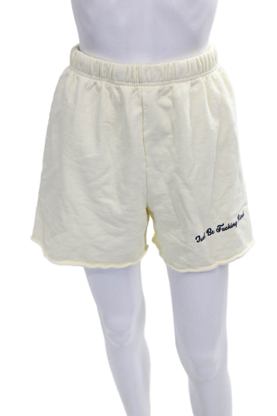 Mayfair Women Sweat Shorts Yellow Cotton Pull On Solid Size S