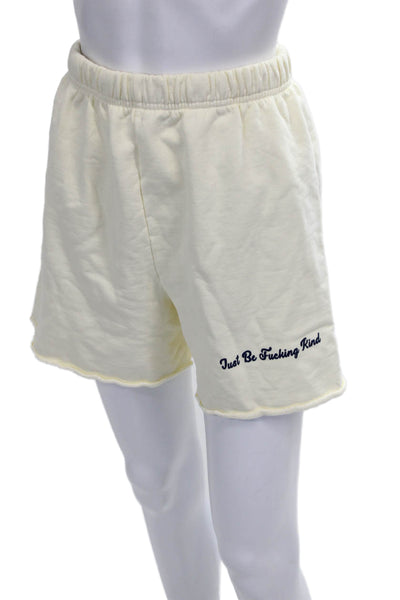 Mayfair Women Sweat Shorts Yellow Cotton Pull On Solid Size S