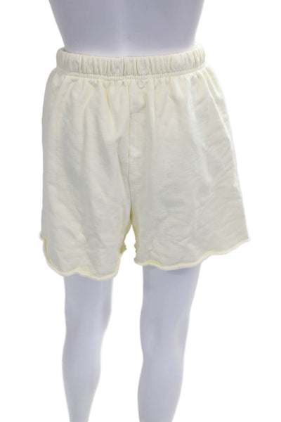 Mayfair Women Sweat Shorts Yellow Cotton Pull On Solid Size S