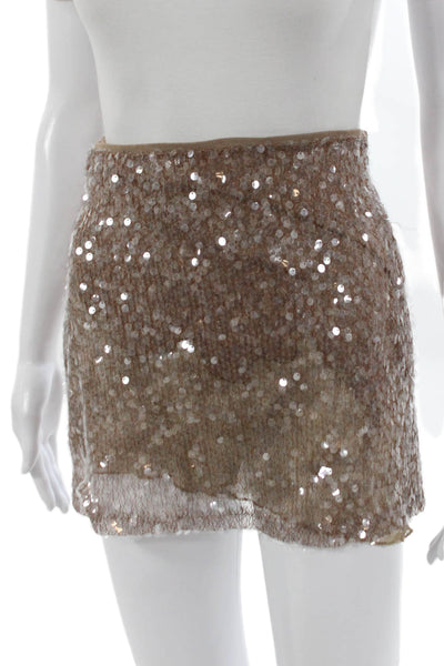Zara Women Mini Skirt Beige Polyamide Zip Size S