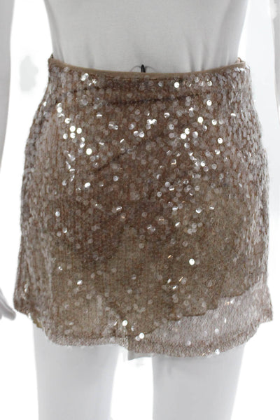 Zara Women Mini Skirt Beige Polyamide Zip Size S