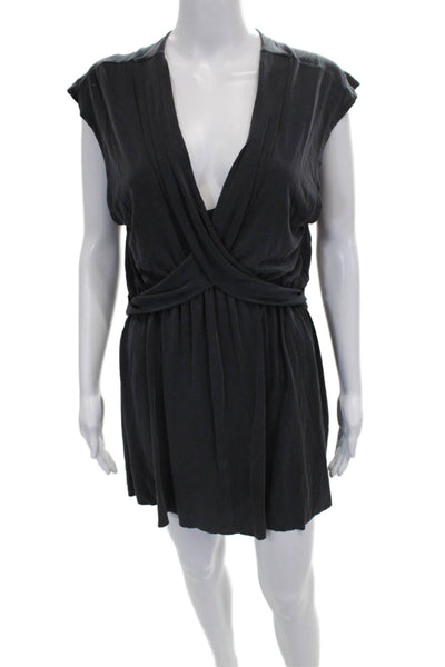 Free People Womens Black Wrap Dress V Neck Sleeveless Modal Size XS
