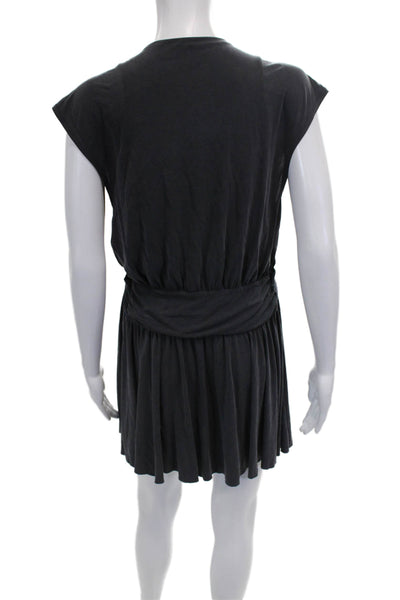 Free People Womens Black Wrap Dress V Neck Sleeveless Modal Size XS