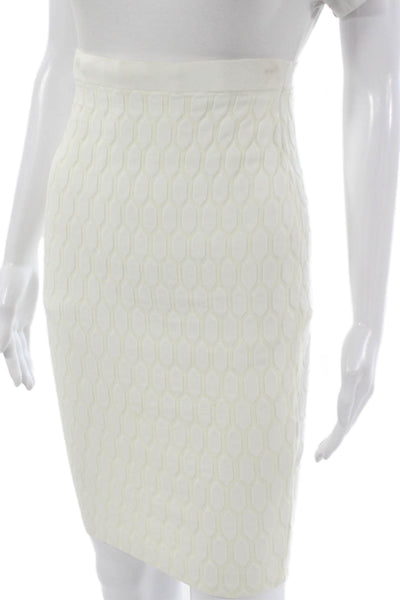 Jonathan Simkhai Women Straight Pencil Skirt White Geometric Pull On Size XS