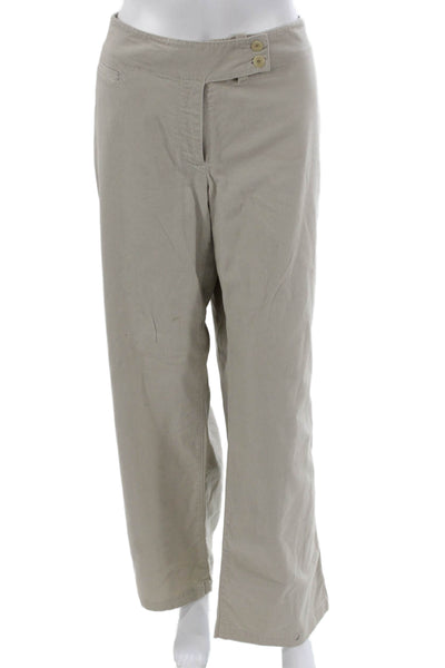 Eileen Fisher Womens Beige Cotton Dress Pants Button Inseam 30 Size L