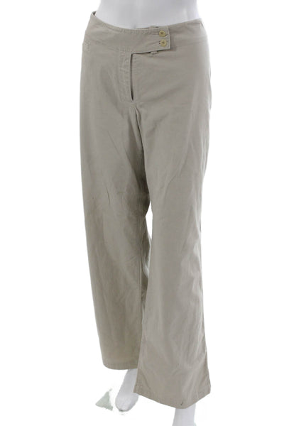 Eileen Fisher Womens Beige Cotton Dress Pants Button Inseam 30 Size L